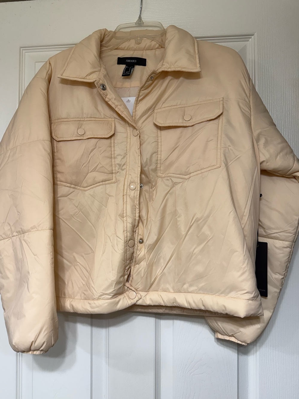 Forever 21 Quilted Utility Jacket Salmon Pink Small NWT